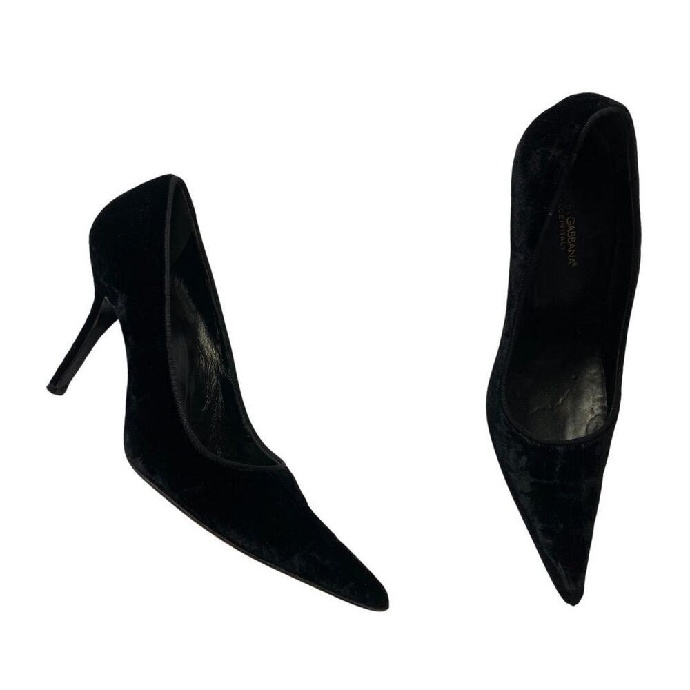Dolce & Gabbana Black Velvet Pointed Toe Pumps